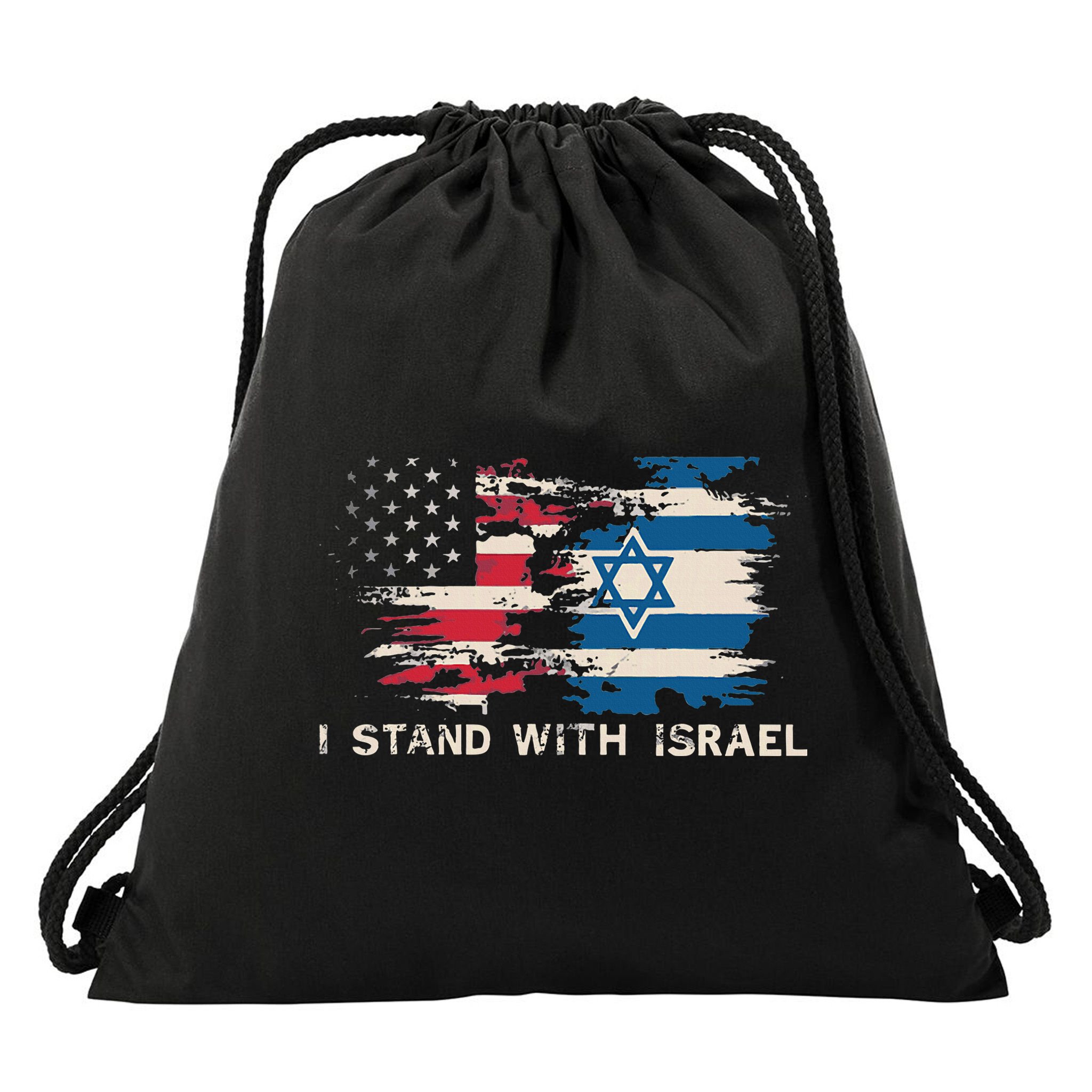 Israeli Flag Jewish Star Of David I Stand With Israel Drawstring Bag