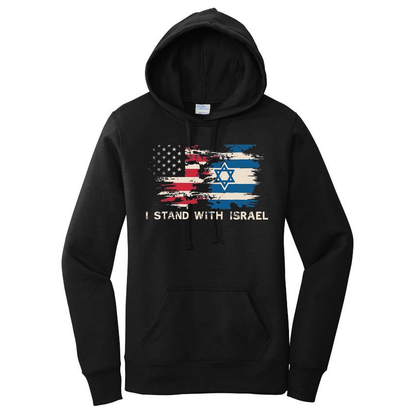 Israeli Flag Jewish Star Of David I Stand With Israel Women's Pullover Hoodie