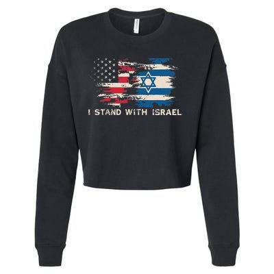 Israeli Flag Jewish Star Of David I Stand With Israel Cropped Pullover Crew