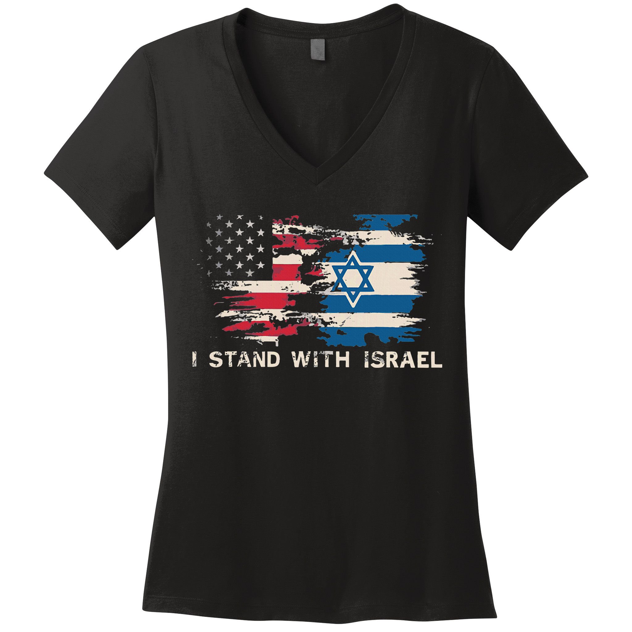 Israeli Flag Jewish Star Of David I Stand With Israel Women's V-Neck T-Shirt