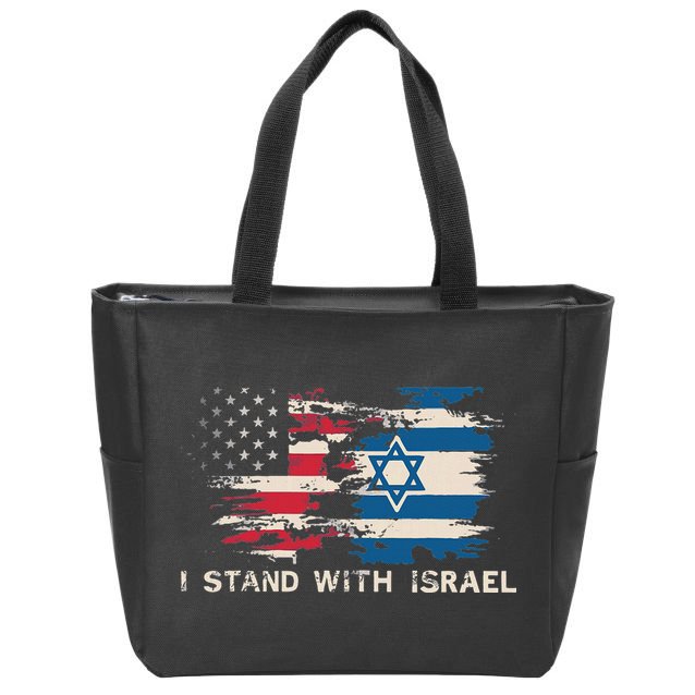 Israeli Flag Jewish Star Of David I Stand With Israel Zip Tote Bag