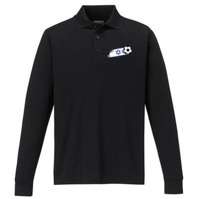 Israel Flag Jersey Israeli Soccer Team Israeli Performance Long Sleeve Polo