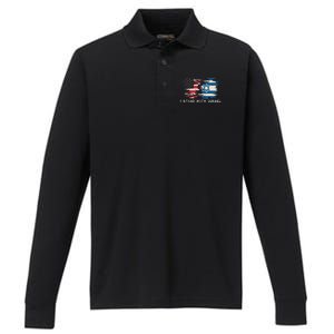 Israeli Flag Jewish Star Of David I Stand With Israel Performance Long Sleeve Polo