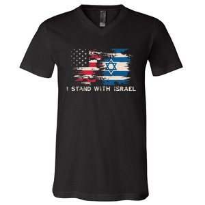 Israeli Flag Jewish Star Of David I Stand With Israel V-Neck T-Shirt