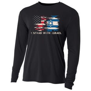 Israeli Flag Jewish Star Of David I Stand With Israel Cooling Performance Long Sleeve Crew