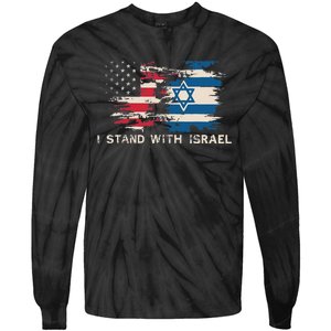 Israeli Flag Jewish Star Of David I Stand With Israel Tie-Dye Long Sleeve Shirt