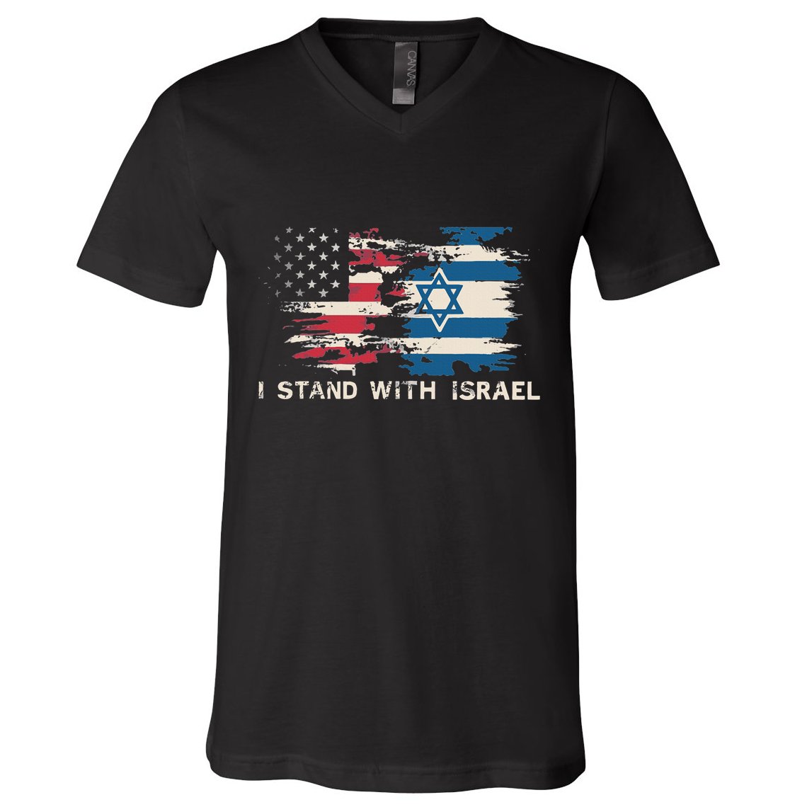 Israeli Flag Jewish Star Of David  I Stand With Israel  V-Neck T-Shirt