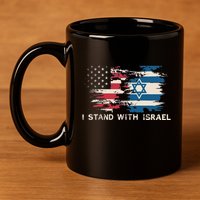 Israeli Flag Jewish Star Of David  I Stand With Israel  11oz C Handle Ceramic Mug