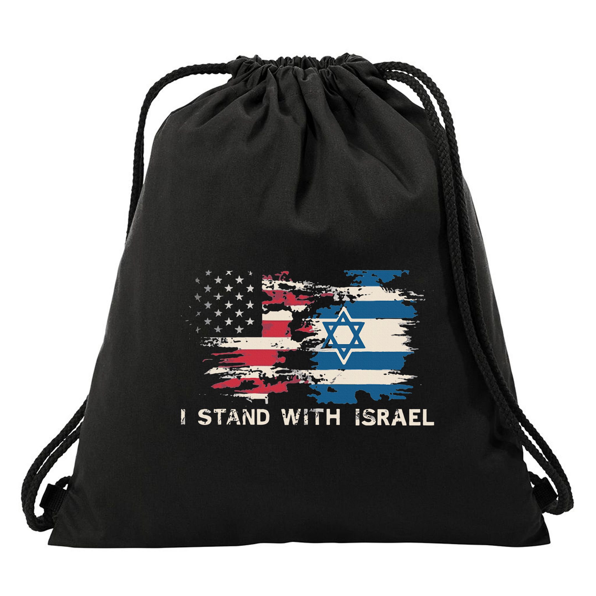 Israeli Flag Jewish Star Of David  I Stand With Israel  Drawstring Bag