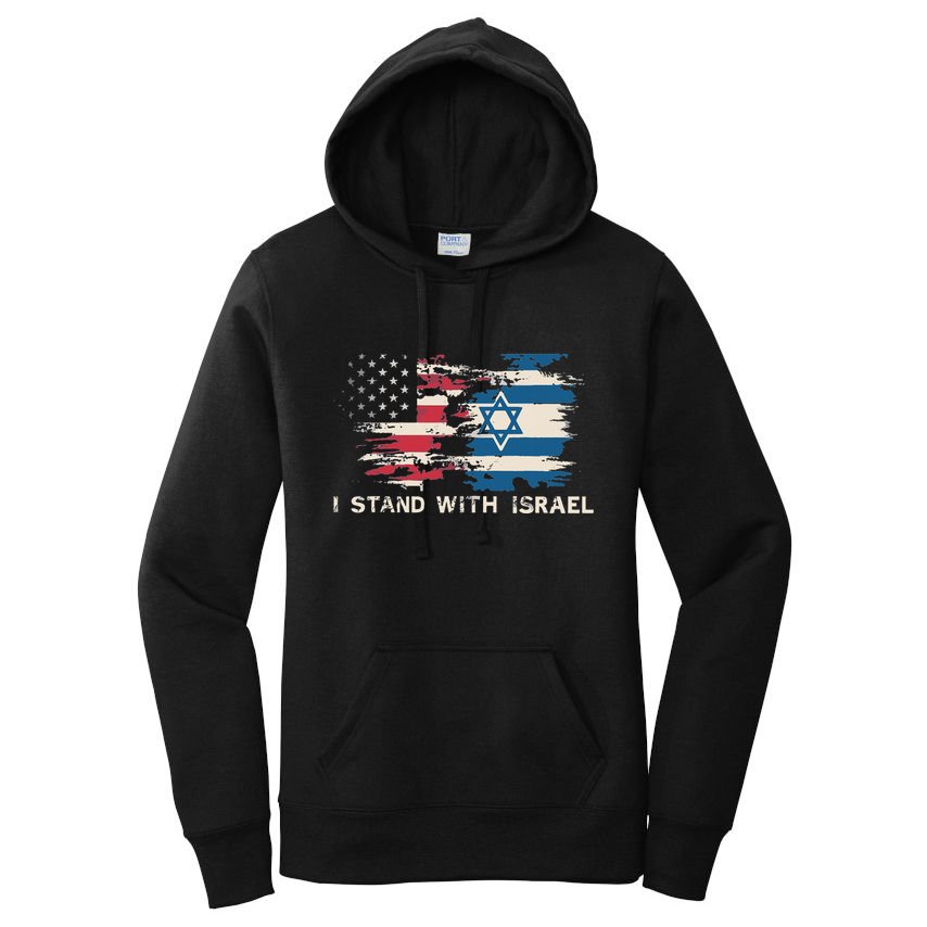 Israeli Flag Jewish Star Of David  I Stand With Israel  Women's Pullover Hoodie