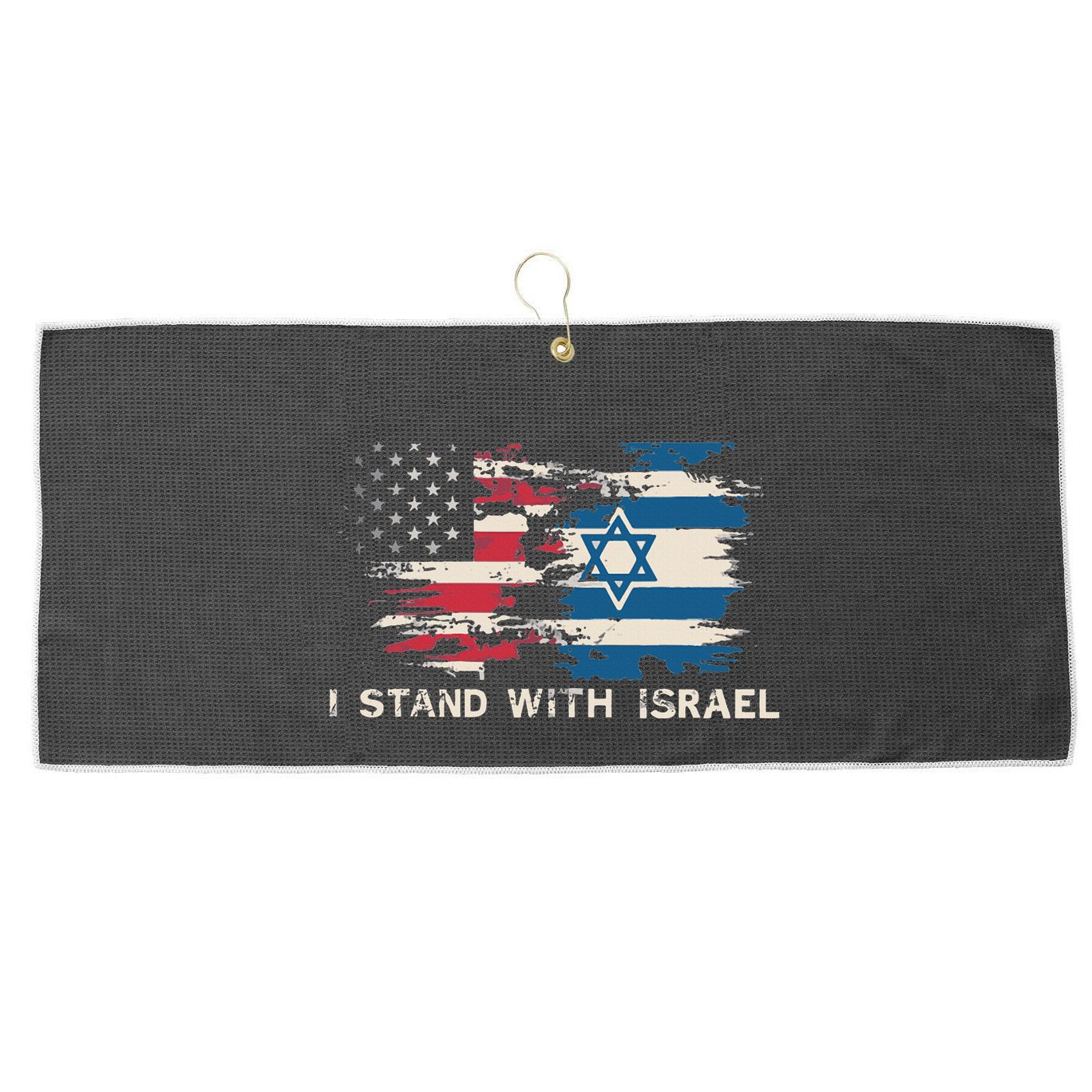 Israeli Flag Jewish Star Of David  I Stand With Israel  Large Microfiber Waffle Golf Towel