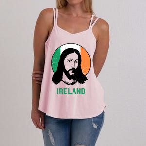 Ireland Flag Jesus St Patricks Day Gift Women's Strappy Tank