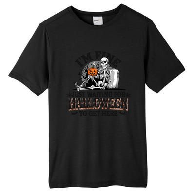 IM Fine Just Waiting For Halloween Funny Spooky Skeleton Gift Tall Fusion ChromaSoft Performance T-Shirt