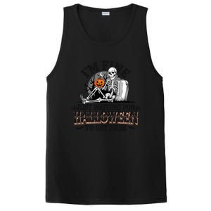 IM Fine Just Waiting For Halloween Funny Spooky Skeleton Gift PosiCharge Competitor Tank