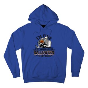 IM Fine Just Waiting For Halloween Funny Spooky Skeleton Gift Hoodie