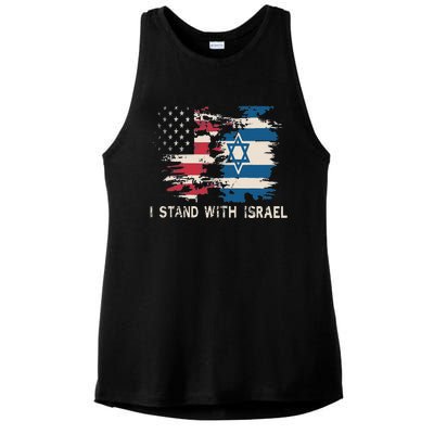 Israeli Flag Jewish Star Of David I Stand With Israel Ladies PosiCharge Tri-Blend Wicking Tank