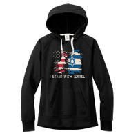 Israeli Flag Jewish Star Of David I Stand With Israel Women's Fleece Hoodie