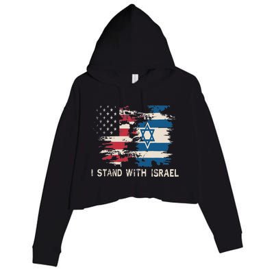 Israeli Flag Jewish Star Of David I Stand With Israel Crop Fleece Hoodie