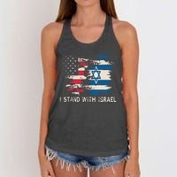 Israeli Flag Jewish Star Of David I Stand With Israel Women's Knotted Racerback Tank