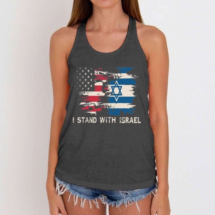 Israeli Flag Jewish Star Of David I Stand With Israel Women's Knotted Racerback Tank