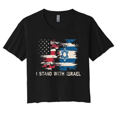 Israeli Flag Jewish Star Of David I Stand With Israel Women's Crop Top Tee