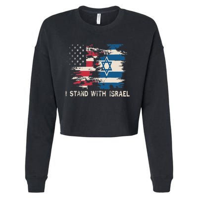 Israeli Flag Jewish Star Of David I Stand With Israel Cropped Pullover Crew