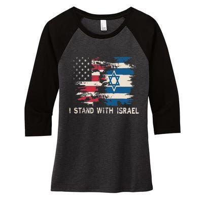 Israeli Flag Jewish Star Of David I Stand With Israel Women's Tri-Blend 3/4-Sleeve Raglan Shirt