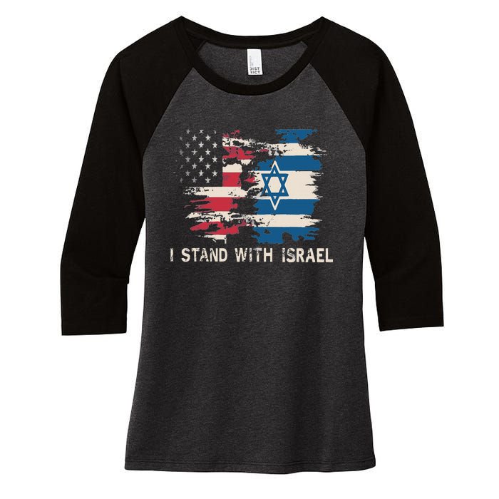 Israeli Flag Jewish Star Of David I Stand With Israel Women's Tri-Blend 3/4-Sleeve Raglan Shirt