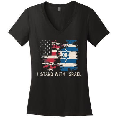 Israeli Flag Jewish Star Of David I Stand With Israel Women's V-Neck T-Shirt