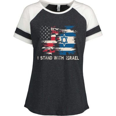 Israeli Flag Jewish Star Of David I Stand With Israel Enza Ladies Jersey Colorblock Tee