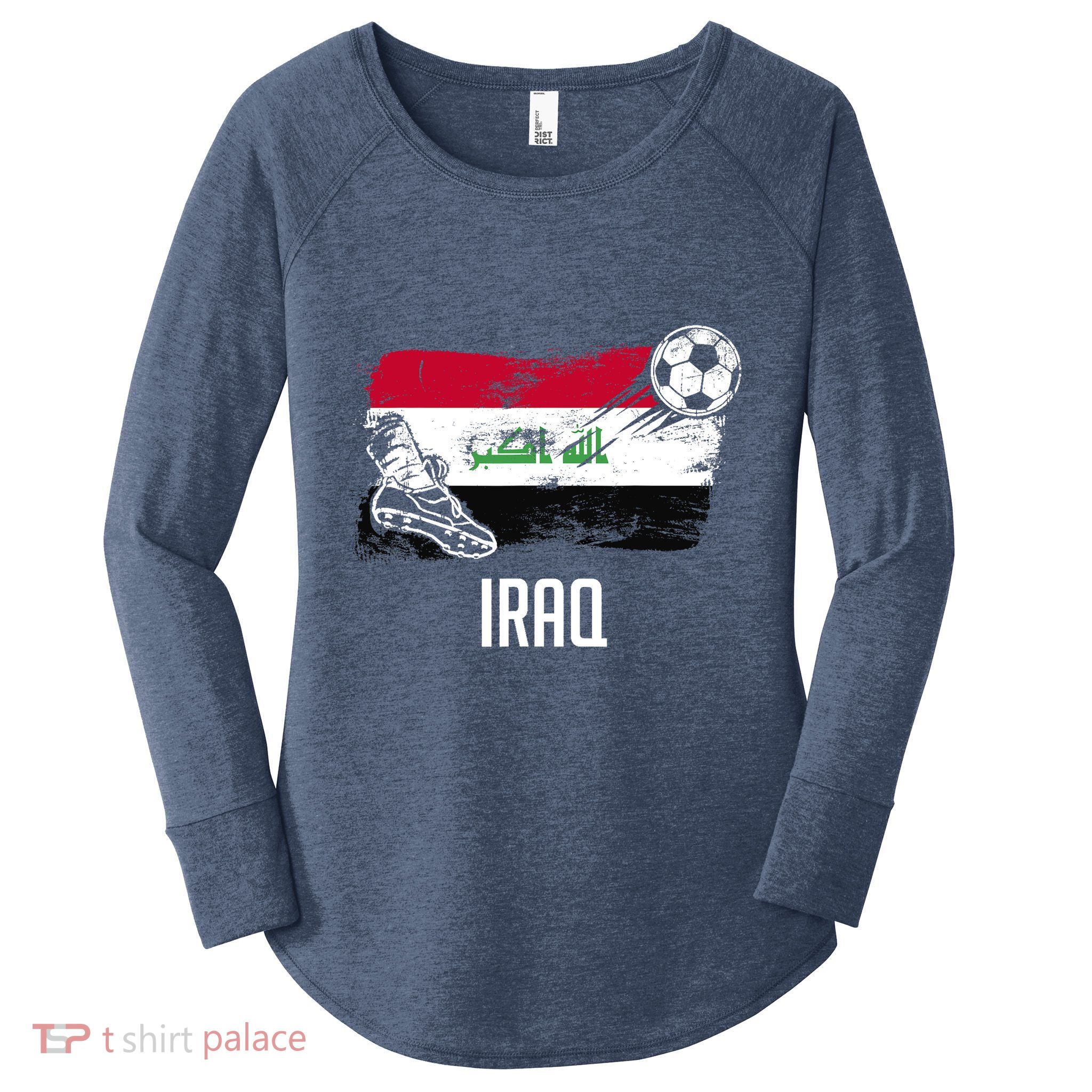 Iraq Flag Jersey Iraqi Soccer Team Iraqi Women's Perfect Tri Tunic Long Sleeve Shirt