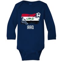 Iraq Flag Jersey Iraqi Soccer Team Iraqi Baby Long Sleeve Bodysuit