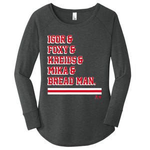 Igor & Foxy & Kreids & Mika & Bread Man New York Hockey Women's Perfect Tri Tunic Long Sleeve Shirt