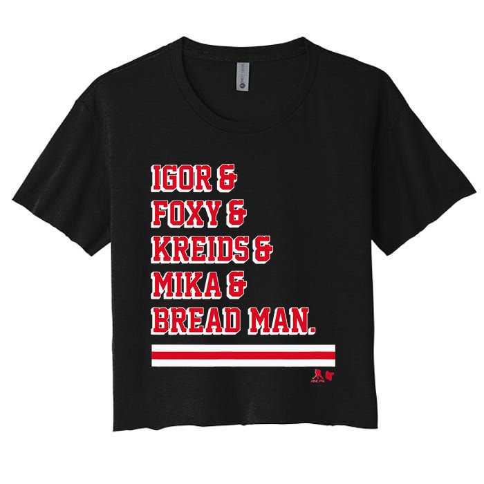 Igor & Foxy & Kreids & Mika & Bread Man New York Hockey Women's Crop Top Tee