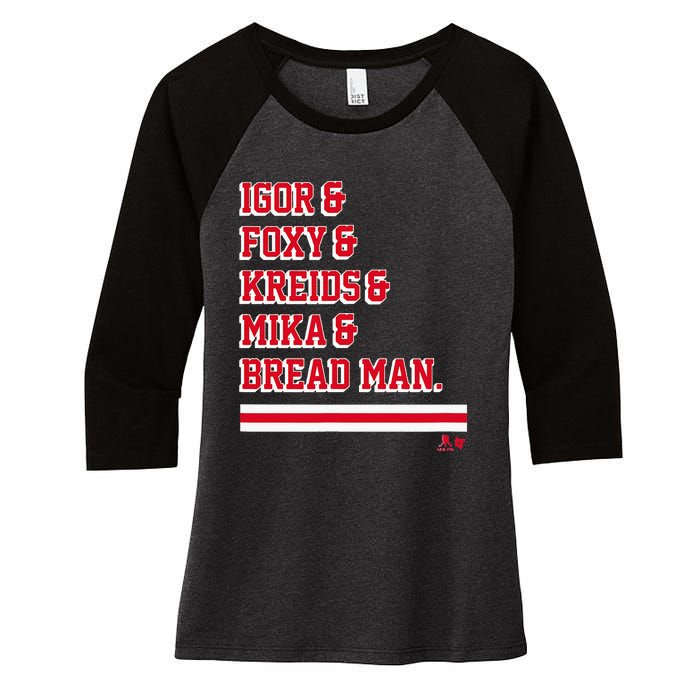 Igor & Foxy & Kreids & Mika & Bread Man New York Hockey Women's Tri-Blend 3/4-Sleeve Raglan Shirt