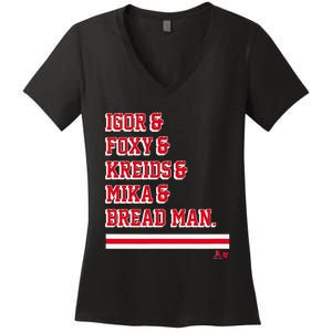 Igor & Foxy & Kreids & Mika & Bread Man New York Hockey Women's V-Neck T-Shirt