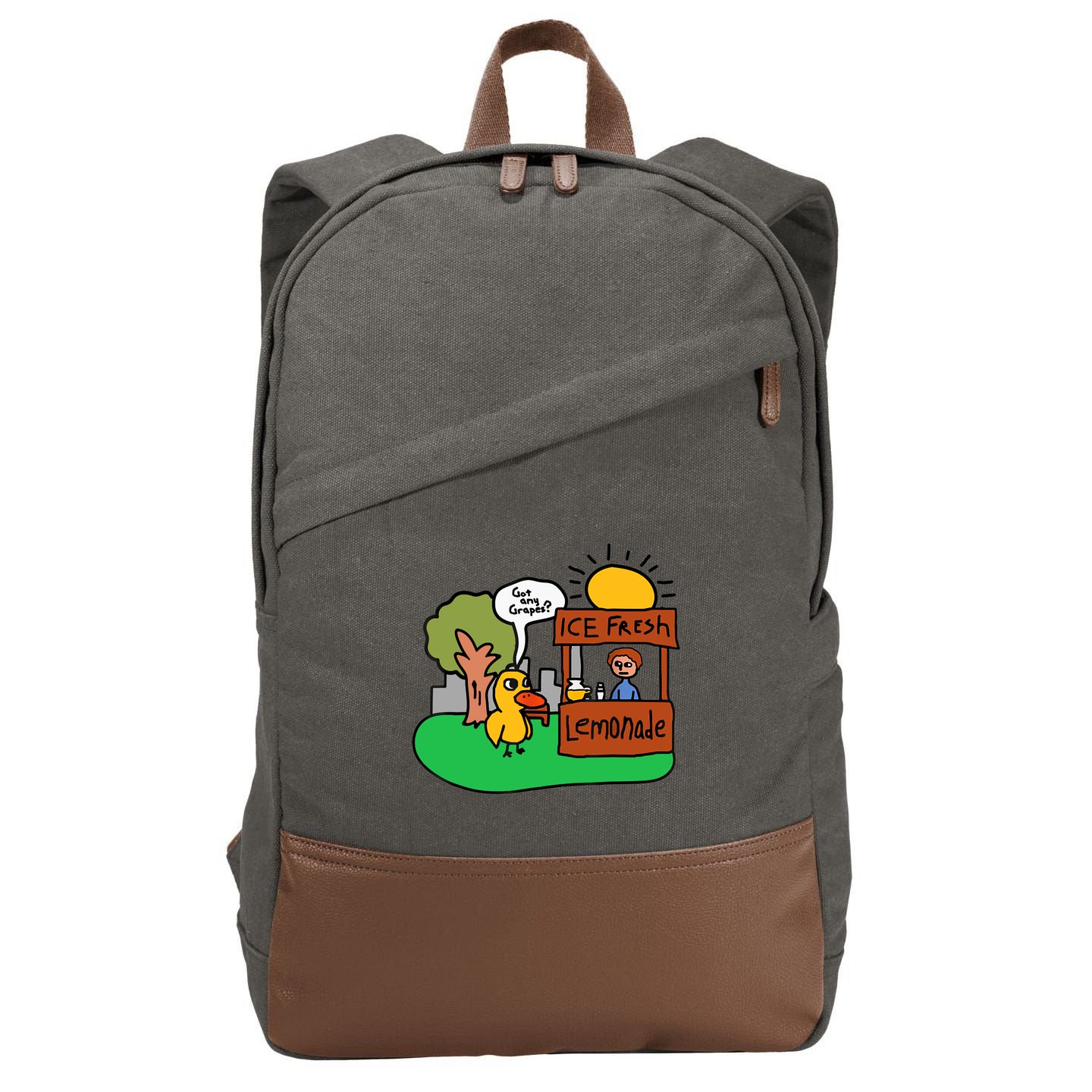 Ice Fresh Lemonade Got Any Grapes Duck Funny Gift Cotton Canvas Backpack