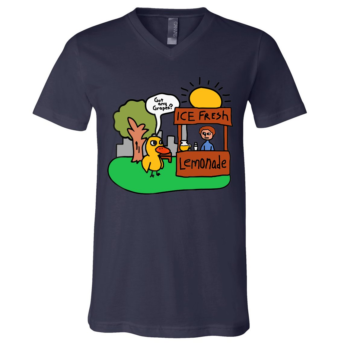 Ice Fresh Lemonade Got Any Grapes Duck Funny Gift V-Neck T-Shirt