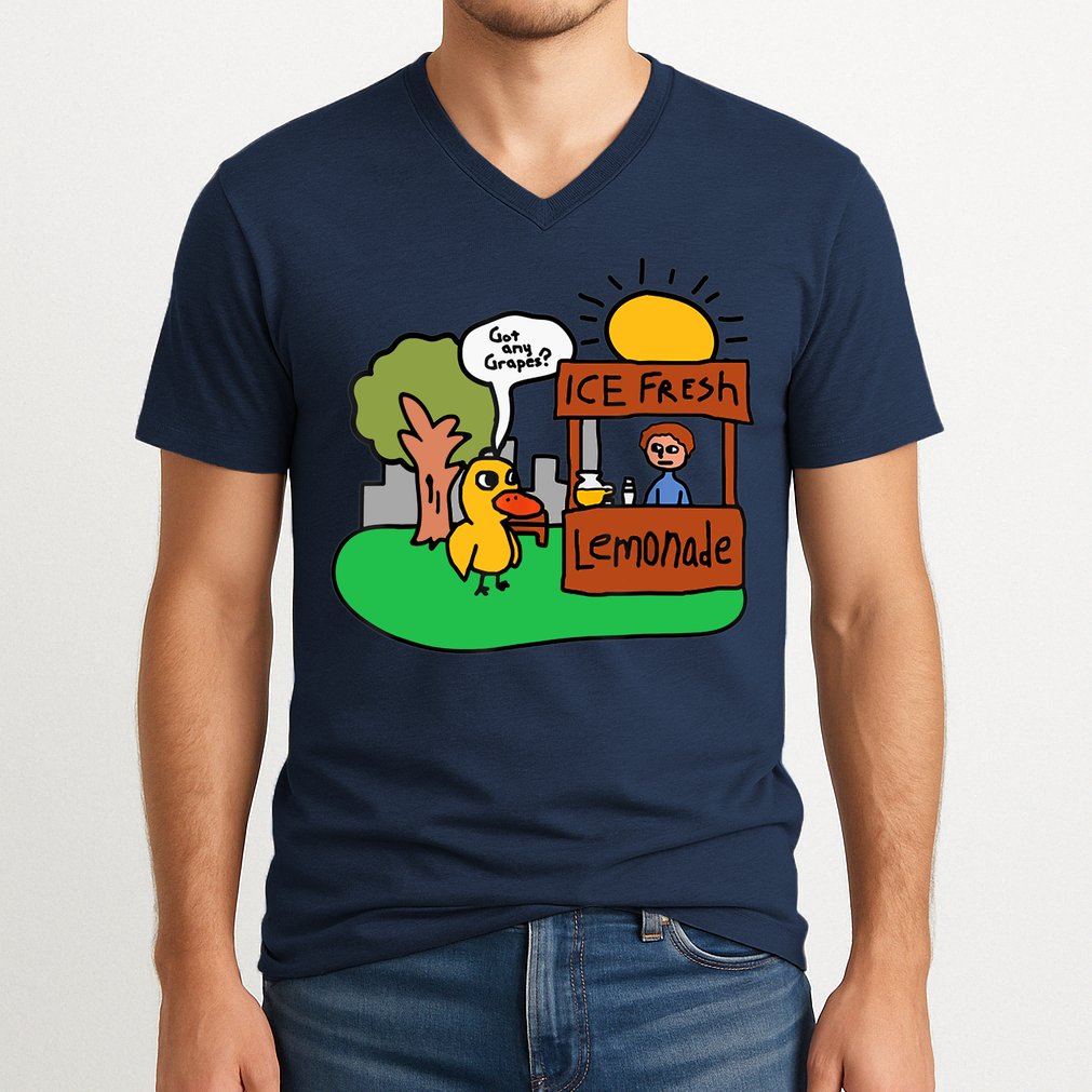 Ice Fresh Lemonade Got Any Grapes Duck Funny Gift V-Neck T-Shirt