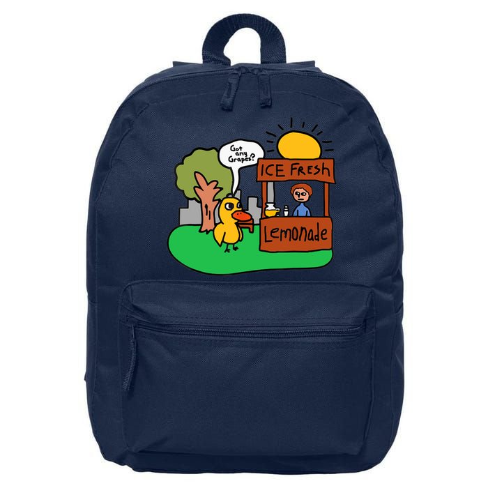 Ice Fresh Lemonade Got Any Grapes Duck Funny Gift 16 in Basic Backpack