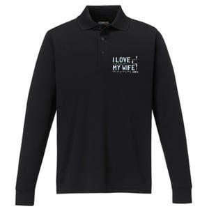 Ice Fishing Love My Wife Funny Fisher Gift Cute Gift Performance Long Sleeve Polo