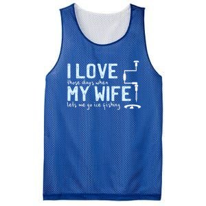 Ice Fishing Love My Wife Funny Fisher Gift Cute Gift Mesh Reversible Basketball Jersey Tank