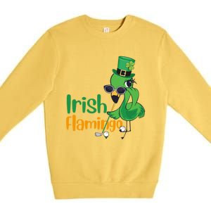 Irish Flamingo Leprechaun Hat Golf Lovers St Patrick's Day Gift Premium Crewneck Sweatshirt