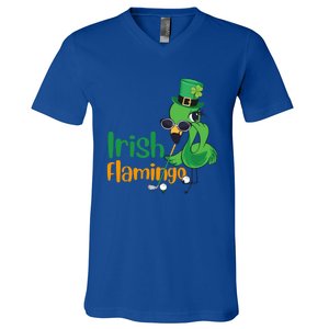 Irish Flamingo Leprechaun Hat Golf Lovers St Patrick's Day Gift V-Neck T-Shirt