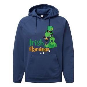 Irish Flamingo Leprechaun Hat Golf Lovers St Patrick's Day Gift Performance Fleece Hoodie