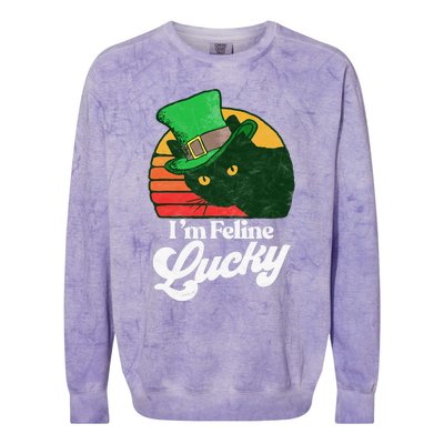 I'm feline lucky Funny Cat Owner St. Patrick's Day Colorblast Crewneck Sweatshirt