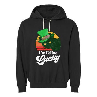 I'm feline lucky Funny Cat Owner St. Patrick's Day Garment-Dyed Fleece Hoodie