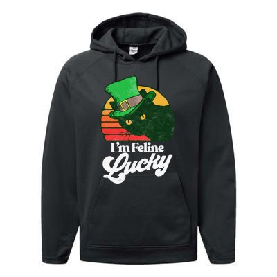 I'm feline lucky Funny Cat Owner St. Patrick's Day Performance Fleece Hoodie