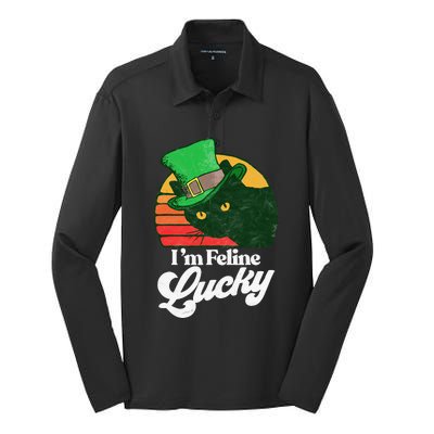 I'm feline lucky Funny Cat Owner St. Patrick's Day Silk Touch Performance Long Sleeve Polo