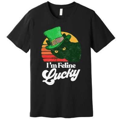 I'm feline lucky Funny Cat Owner St. Patrick's Day Premium T-Shirt